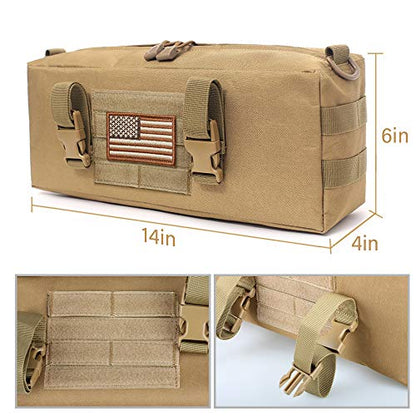 WYNEX Large Molle Pouch, Side Admin Sustainment Pouch for Tactical Backpack | Molle Attachments Bag, Vertical Pack for Military Assault Backpack Army Rucksack, with Shoulder Strap for Use as Sling Bag - color: Khaki (upgraded)