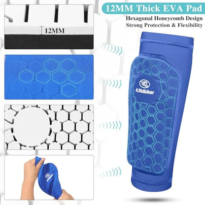 Soccer Shin Guards Shin Pads, Calf Compression Sleeve with Honeycomb Pads, Lightweight Shin Defender Shin Guards Kids for Adult Men Women, Boys, Girls, Youth - color: Blue, size: 3X-Small