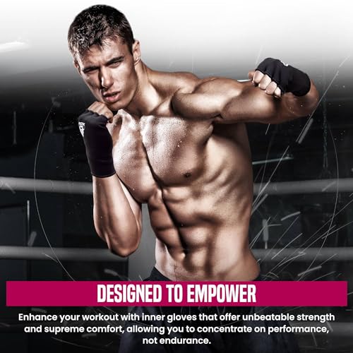 RDX Boxing Hand Wraps Inner Gloves Men Women, Half Finger Elasticated Bandages, Under Mitts Fist Protection, Muay Thai, Kickboxing, MMA, Martial Arts Speed Bag Punching Training - color: Pink White, size: Large