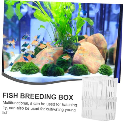 Mikikit 2Pcs Fish Breeder Box Aquarium Isolation Container with Suction Cups Large Fish Tank Hatchery Incubator Fry Breeding Case Acclimation Random Color