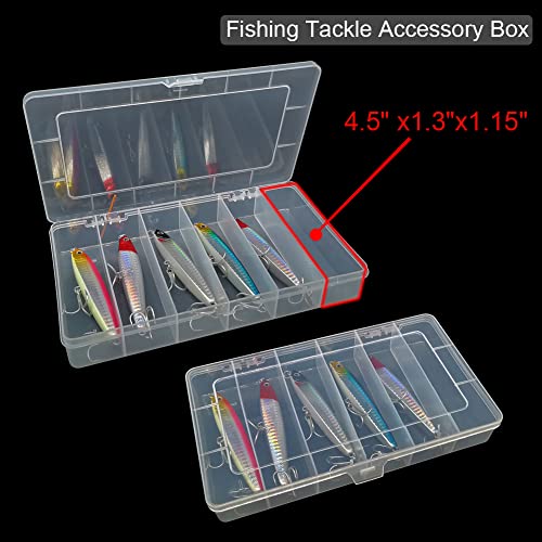 2 Pack 6 Grids Tackle Box Organizer Mascara Brushes Container Fishing Tackle Tray Box Plastic Storage Organizer Container for Crafts, Beads Earrings, Screws, Nail, Pins - size: 6 grids 2pcs no dividers