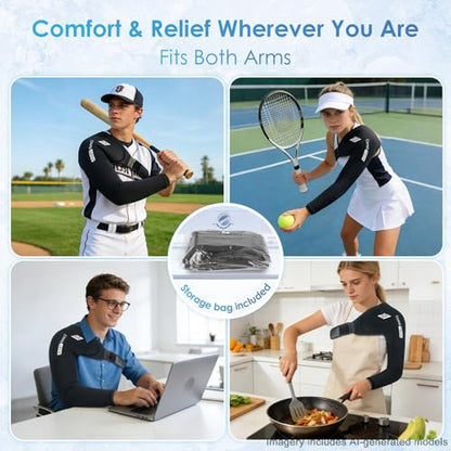 ComfiTECH Reusable Shoulder Arm Ice Pack Wrap for Pitcher & Recovery, M - size: Medium, style: Black