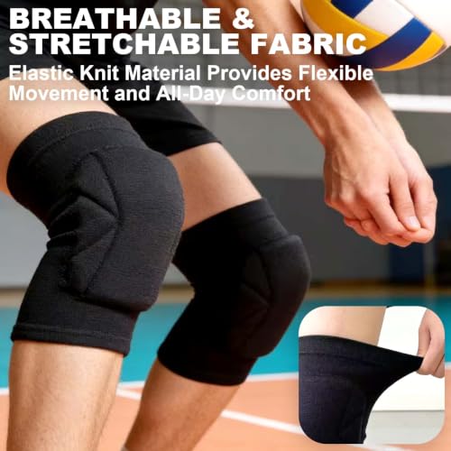 Volleyball Knee Pads for Men Women, Soft Sleeves with Thick Foam, Black M | Kneepads for Dance, Yoga, Basketball, Football, Cushioned for Adult Wrestling, Skating, Cleaning- Anti-Slip, Easy to Wear - size: Medium
