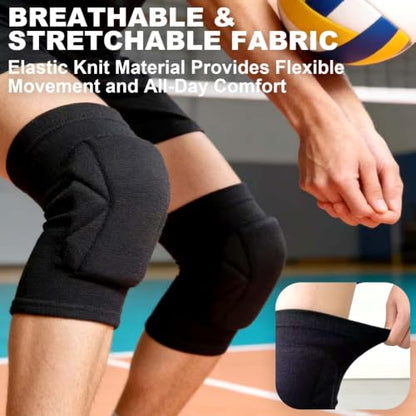 Volleyball Knee Pads for Men Women, Soft Sleeves with Thick Foam, Black M - size: Medium