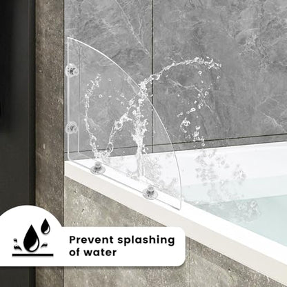 2Pcs Removable 10.6"x10.6" Large Shower Splash Guard with Silicone Sucker, Reusable Splash Guard for Shower, 3MM Thickened Bathtub Splash Guard,Detachable Bathtub Splash Guard for Tub
