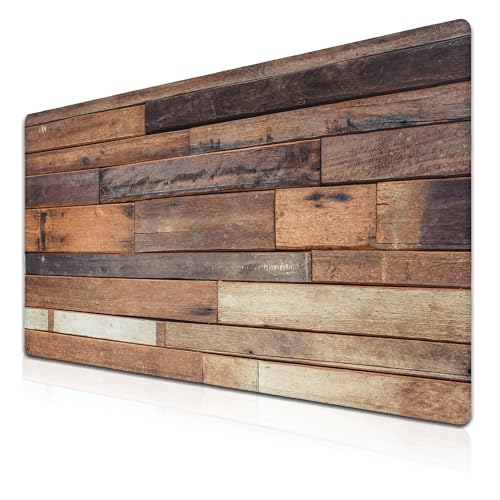 Computer Desk Pad, Gaming Mouse Pad Large Mousepad, The Mousepad Non-Slip Rubber Base Waterproof with Stitched Edges, 35.4 X 15.7 inch for Work/Game/Office/Home Old Wood Plank Background - color: Old Wood Plank Background