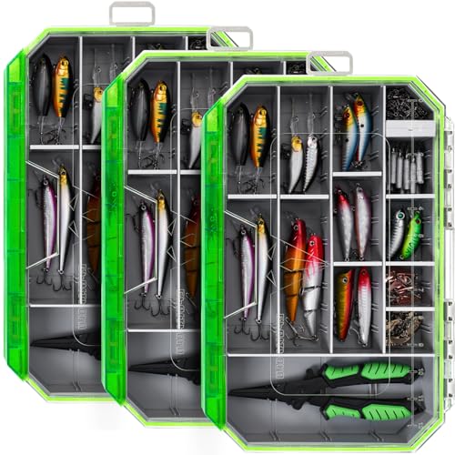 Ghosthorn Fishing Tackle Box, Waterproof 3600 and 3700 Tackle Trays, Plastic Tackle Box Organizer with Removable Dividers, Storage Lure Box and Terminal Tackle Storage - style: 3700*3