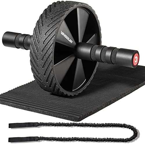 Vinsguir Ab Roller Wheel Kit- Ab workout equipment with Resistance Bands & Knee Mat，Exercise Roller for Core Strength Training & Home Gym Fitness, Abdominal Carver Machine for Men & Women