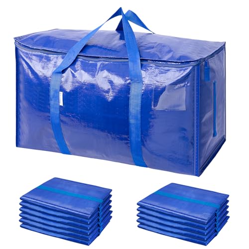 TICONN 12 Pack Extra Large Moving Bags with Zippers & Carrying Handles, Heavy-Duty Storage Tote Moving Boxes for Space Saving (12 PK, 18 Gallon) - color: Blue-18 Gallon, size: 12 Pack