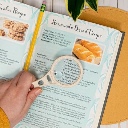 4 Pack Carson MagnetMag Wheat Magnifier - Organic Handheld Magnifier with 3X Magnification, 6X Spot Lens and Magnetic Handle Made from Real Wheat - Magnifying Glasses Set (DX-50EF)