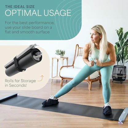 Lifepro Glidemaster Exercise Slide Board – Sliding Mat for Hockey, Skating & Core Training – Includes Booties, Carry Bag & Workout Poster – Home Fitness & Physical Therapy Equipment