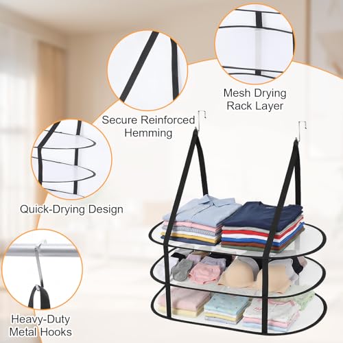 2 Pcs 3 Tier Folding Mesh Clothes Drying Rack