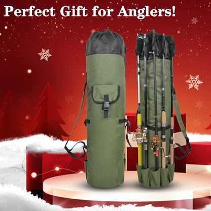 Fishing Rod Bag Pole Case, Portable Large Capacity Fishing Pole Carrier Case Oxford Waterproof Fishing Rod Organizer Travel Bag Fishing Gift for Men