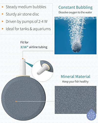 Pawfly Aquarium Air Stone Disc Bubbler 1.5 inch, Oxygen Diffuser Airstone for Nano Air Pumps Fish Tanks Buckets Small Ponds and DWC Reservoirs, 4 Pack - color: 4 Pack