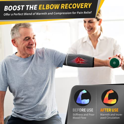 CAMBIVO 2 Pack Elbow Brace Compression Sleeve, Tennis & Golfer's Elbow - color: Cool Gray, size: Medium