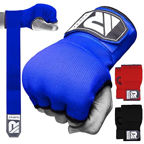 Slip on Boxing Hand Wraps Padded Thick Knuckle Inner Gloves 36 inches Elastic Wrist Strap Quick Wrap Under Mitts for Martial Arts, Muay Thai, MMA, Kickboxing Men Womem - color: Blue, size: Medium