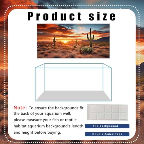 72X24IN 3 Pack Aquarium Terrarium Fish Tank Background, Reptile Habitat Bearded Dragon Tank Background, Polyester Black Rock Sun and Desert Cactus Terrarium Decor Wallpaper - size: 72X24in/180X60cm