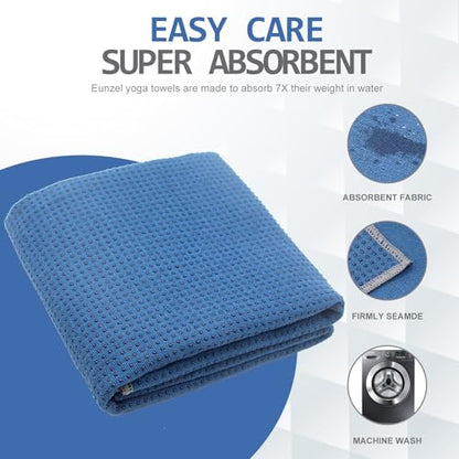 Eunzel Non Slip Hot Yoga Mat Towel with Grip Dots, 72" x 24" - color: Steel Blue