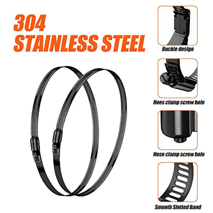 BOTTEN 4pcs Black Hose Clamp,6-7 Inch(155-178mm)304 Hose Clamps Stainless Steel Adjustable Worm Gear Hose Clamps Assortment Kit,radiator hose clamps fuel line clamps - size: 6''–7''