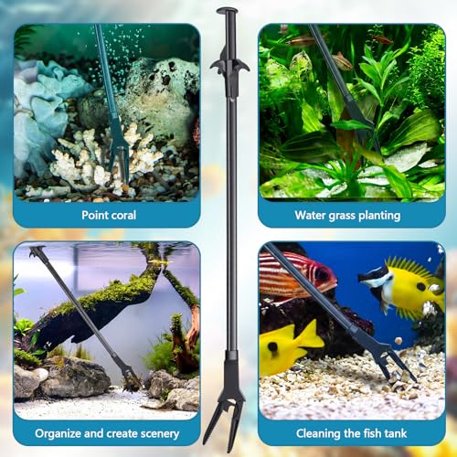 2 Pcs Plastic Aquarium Tongs Long Multi Purpose Trimming Feeding Aquarium Tools for Fresh Water Saltwater Fish Tanks Coral Plant (20 Inch) - size: 20 Inch