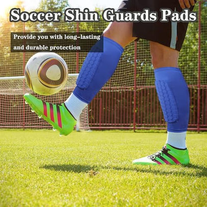 Soccer Shin Guards Pads for Youth Adult - color: Blue, size: Small