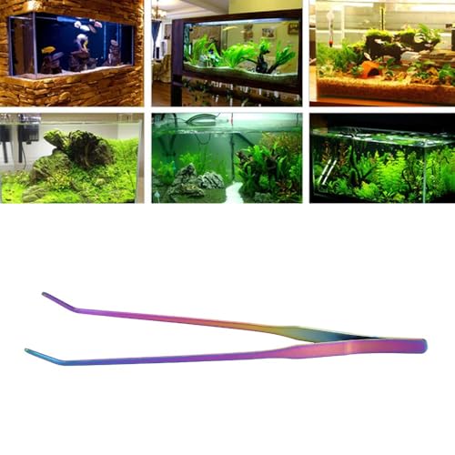 10.6Inch Stainless Steel Aquarium Tweezers Curved Design Ergonomic Non-Slip Grip for Planted Tank Fish Feeding Reptile Care(Curved Tweezers)