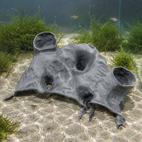 Breeding Cave House Easy to Clean Aquarium Cave Stackable, Gray, Medium - size: Medium