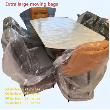 Extra Large Storage Bags, Clear Plastic, Thickened Dust-Proof, 59x71 Inch, for Furniture, Luggage, Industrial Equipment, Commercial Use, 5 Count,Extra large moving bags,150cm x 180 cm