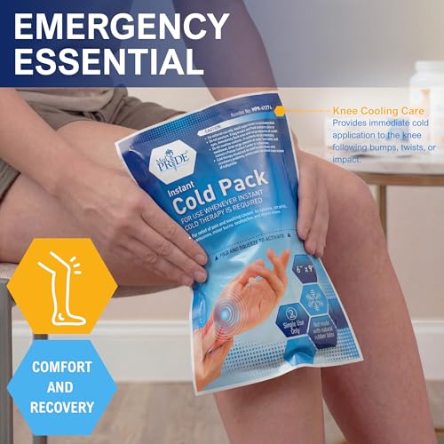 MED PRIDE Disposable Instant Cold Packs for First Aid, Pain Relief, Swelling, Sprains, Injuries, No Freezer Needed (6x9 Inch (Pack of 24) Clear) - size: 6 X 9 Inch (Pack of 24)