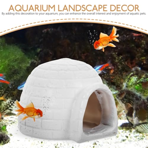 DECHOUS Igloo Figurine for Fish Tank 3.81X3.34X2.83In Resin Aquarium Decor Hideout for Fish and Shrimp Simulated Ice House Model Polar Landscape Ornament