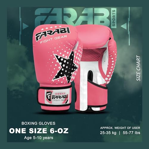 Farai Kids Boxing Gloves 6-oz Kickboxing Muay Thai Training MMA Sparring Gloves, Best Gloves for Training on Punching Bag, Focus Pads Practice - color: Pink