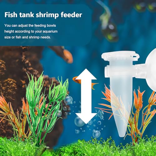 Cabilock 5pcs Mini Aquarium Feeder Tube with Suction Cup Automatic Shrimp Dropper Feeder for Small Fish Tank Breeding and Ornamental Fish