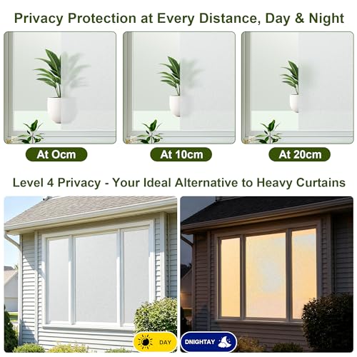 Frosted Glass Window Privacy Film, Embossed White, 23.6"x78.74" - color: Frosted, size: 23.62"x78.7"