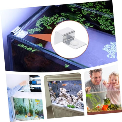 Aquarium Clips 4pcs Stainless Steel Support Holders for Fish Tank Glass Cover Aquatic Tank Accessory - size: Size 3