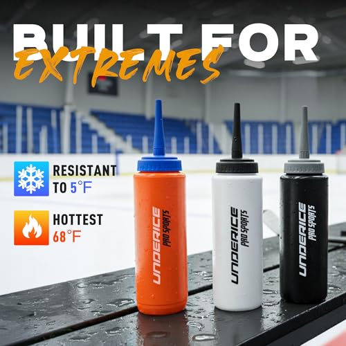 UICE Water Bottle with Straw,1 Liter Easy Squeeze Bottles for Hockey Straight Long Straw Built In Finger Grip,Sports Water Bottle for Football, Lacrosse, Boxing,Fitness-White - color: white