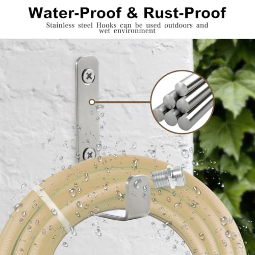 Heavy Duty Hooks, Stainless Steel Hooks for Hanging, Wall Mount Hook, Coat Hook, Wall Hooks Towel Hook Garage Holder Screw Hanger, Utility Hooks, 6 Pack (Silver) - color: Silver