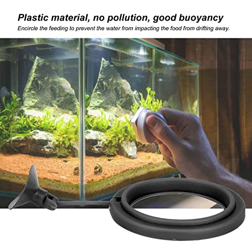 Fish Tank Ring Feeder, Plastic Strong Suction Cup for Feeding Flaky Food, Surrounds and Keeps Water Clean for Fish Aquarium Feeding Ring (Black) - color: Black/White