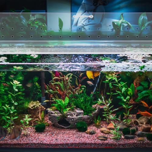 Sieral Aquarium Polycarbonate Canopy Set 2 Pcs 22.95 x 16.61 x 0.12 Inch for 75/90/110 Fish Tank with Center Brace Aquariums Cover Fish Tank Lid with a Hook Knife, Breathable Hole and Handle, Clear - color: Clear, size: 48x18in