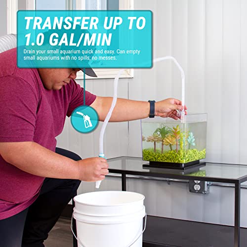 TERA PUMP TRFTCLN-S (BPA-Free) Nano Aquarium Cleaner Fish Tank Gravel & Sand Cleaner for Small Aquariums Under 10 Gallons - size: Small