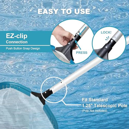 17.5" Heavy Duty Ultra Fine Mesh Pool Pollen & Sand Skimmer Rake, Aluminum Frame Deep Nylon Net, Pool Net for Above Ground & In-ground Swimming Pools (No Pole) - size: 17.5"