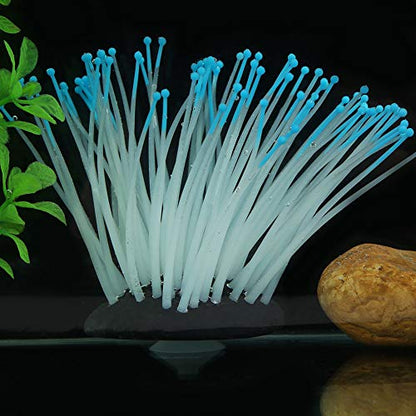 TOPINCN Plastic Water Grass, Aquarium Artificial Water Grass Plants Plant Ornament Silicone Landscape Decoration Fake Plastic Water Grass Plant Decorations with Suction Cup