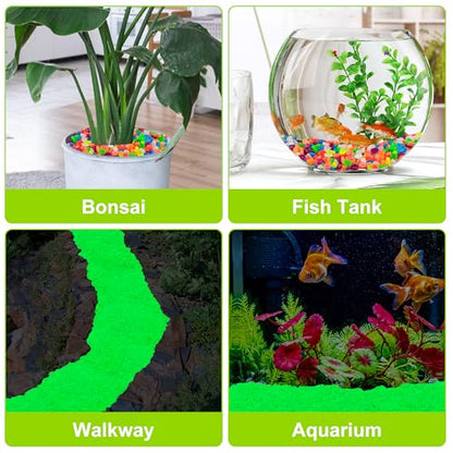 4000pcs 5-8mm Green Glowing Pebbles Glow Pebbles Aquarium Rocks Glow in The Dark Decorative Stones for Walkways Driveway Yard Grass Fish Tank Plant Pots - size: 4000, style: Green