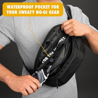 Gold BJJ Goshi Waist Pack - Jiu Jitsu Crossbody and Fanny Pack Bag for No-Gi Training with Wet Gear Storage (Black) - color: Black