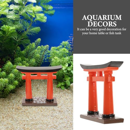 BESPORTBLE Mini Torii Gate Aquarium Decor Resin Ornament for Japanese Zen Garden and Fish Tank Small Traditional Shinto Shrine Model 3.54 Inch