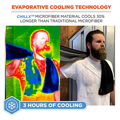 Ergodyne Chill Its 6602MF Cooling Towel, Soft Microfiber Material, UPF 50+,Blue,41" x 9.84" - color: Blue