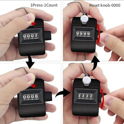 TESEAS Clicker Counter Handheld Tally Counter 4-Digit Number Counter, 2 Pack Hand Mechanical Counters Clickers Pitch Umpire Click Counter for Coaching, Knitting, People, Lap, Fishing, Golf, - color: Black Green