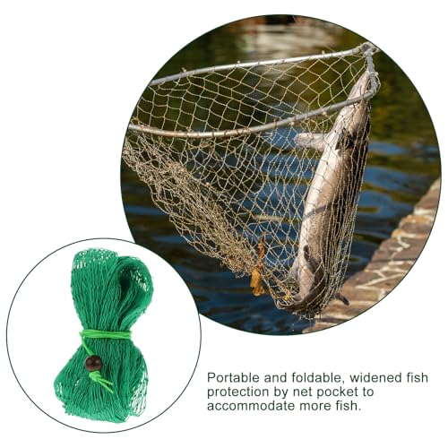 OSALADI Wide Bottom Drawstring Fish Net Bag 1.8m Nylon Fishing Mesh Large Capacity Portable Fish Catching Storage Replacement Net for Freshwater and Saltwater