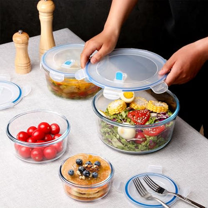 NUTRIUPS 2800ml/95oz Large Glass Food Storage Containers with Airtight Lids, 2.8L Rectangle Family Size Extra Large Bakeware Marinating Lock Baking Dish Container Glass Bowls - color: 2.8L