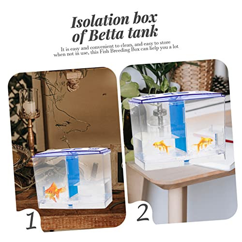 HANABASS Acrylic Fish Breeding Box Miniature Isolation Tank for Betta Fish Double Compartment Design for Sick Aggressive Fish Transparent Observation Durable Aquarium Hatchery