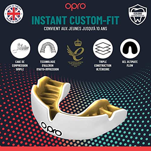 OPRO Youth Instant Custom Fit Moldable Mouth Guard, Dentist Level - color: Dark Blue/Gold, size: Youth (Under 10)